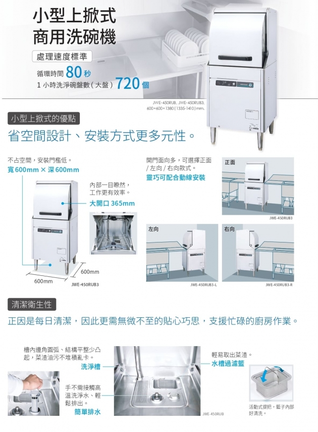 JWE-450WUC 小型上掀式洗碗機(110電已停售) 2
